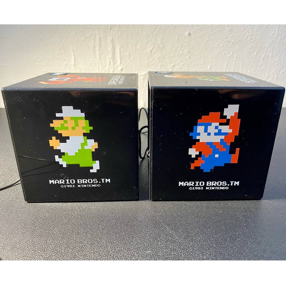 Nintendo Super Mario Bros. Speakers POW Block with Mario & Luigi, Tested & Works